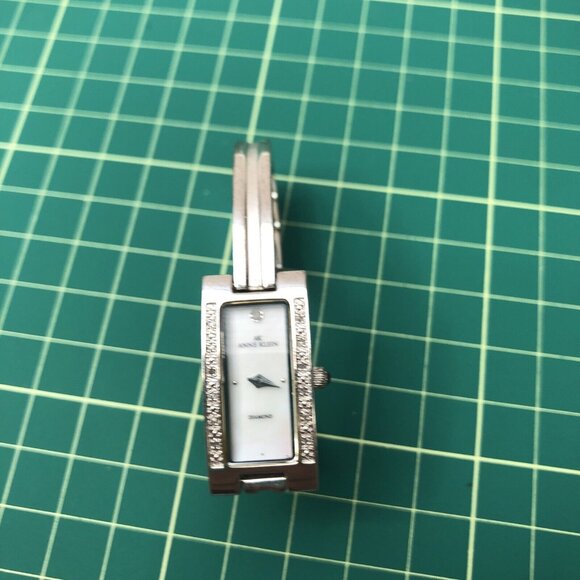 ANNE KLEIN Silver Diamond Accent Rectangle Watch 10/7871 VXOOA Needs battery - Picture 3 of 6